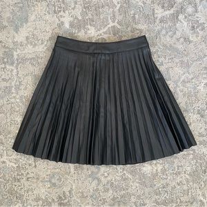 Lucy Paris Black Faux Leather Pleated Skirt